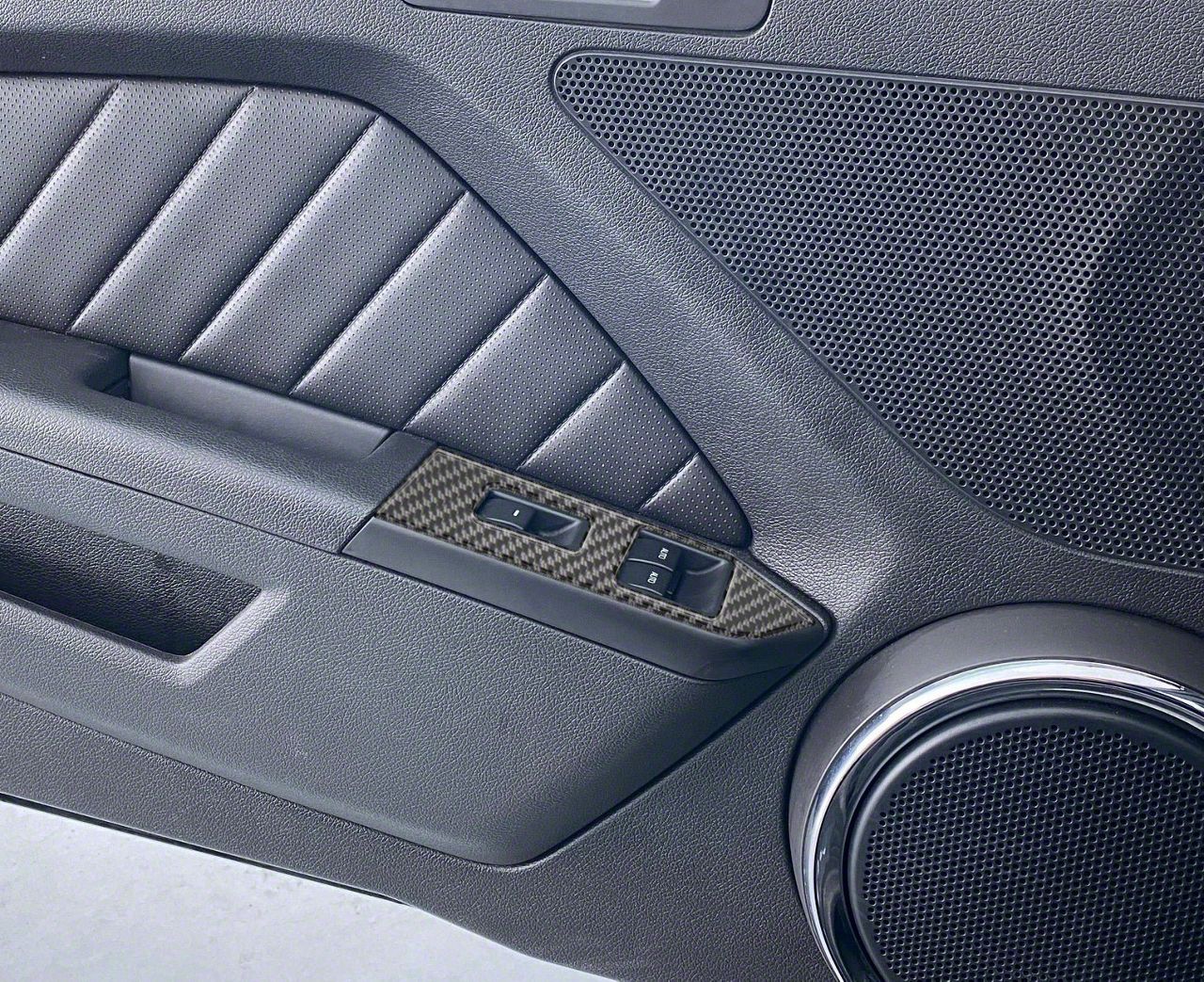 Carbon Fiber Window Switch Panel Trim – For Ford Mustang 2010-2014, 3-Piece Set