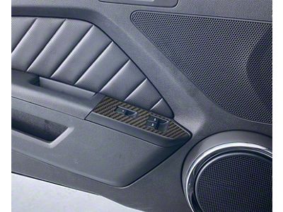 Door Switch Pannel Accent Trim; Raw Carbon Fiber (10-14 Mustang)