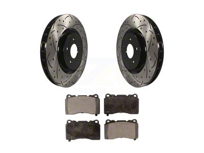 Drilled and Slotted Brake Rotor and Ceramic Pad Kit; Front (11-14 Mustang GT w/ Performance Pack; 12-13 Mustang BOSS 302; 07-12 Mustang GT500)