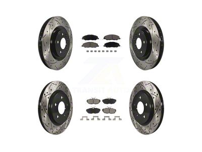 Drilled and Slotted Brake Rotor and Ceramic Pad Kit; Front and Rear (11-12 Mustang GT w/o Performance Pack)