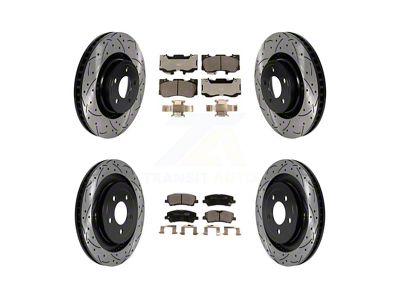 Drilled and Slotted Brake Rotor and Ceramic Pad Kit; Front and Rear (15-20 Mustang GT w/o Performance Pack, EcoBoost w/ Performance Pack)