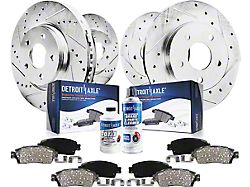 Drilled and Slotted Brake Rotor, Pad, Brake Fluid and Cleaner Kit; Front and Rear (99-04 Mustang GT, V6)