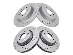 Drilled and Slotted Rotors; Front and Rear (15-23 Mustang EcoBoost w/o Performance Pack, V6)