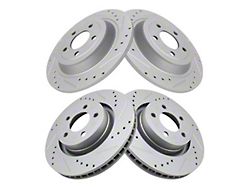 Drilled and Slotted Rotors; Front and Rear (15-23 Mustang EcoBoost w/o Performance Pack, V6)