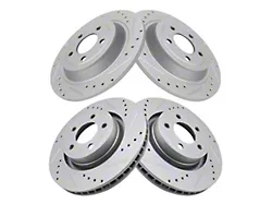 Drilled and Slotted Rotors; Front and Rear (15-23 Mustang EcoBoost w/o Performance Pack, V6)