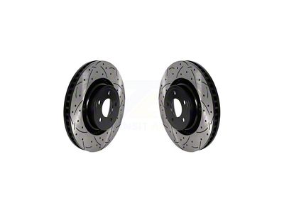 Drilled and Slotted Rotors; Front Pair (15-20 Mustang GT w/o Performance Pack, EcoBoost w/ Performance Pack)