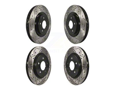 Drilled and Slotted Rotors; Front and Rear (11-14 Mustang GT w/o Performance Pack; 13-14 Mustang V6 w/ Performance Pack)