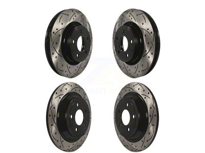 Drilled and Slotted Rotors; Front and Rear (15-20 Mustang EcoBoost w/o Performance Pack, V6)