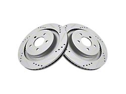 Drilled and Slotted Rotors; Rear Pair (15-23 Mustang GT, EcoBoost, V6)