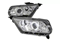 Dual Halo Projector Headlights; Chrome Housing; Clear Lens (10-12 Mustang w/ Factory Halogen Headlights)