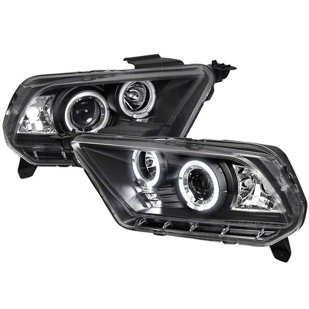 Coolstuffguru Compatible with Ford Mustang Dual Halo Projector Headlights Black Head Lamps Pair
