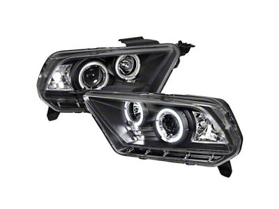 Dual Halo Projector Headlights; Matte Black Housing; Clear Lens (10-12 w/ Factory Halogen Headlights)