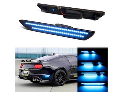 Dynamic LED Rear Side Markers; Blue; Smoked (15-23 Mustang)