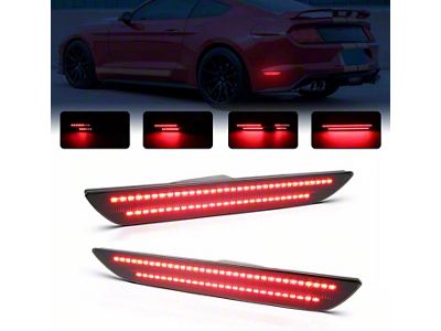 Dynamic LED Rear Side Markers; Red; Smoked (15-23 Mustang)