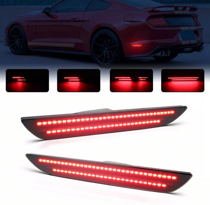 HPB Smoked Lens LED Rear Side Markers For 2010-2014 Ford Mustang – Red, 12V