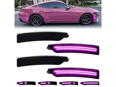 Dynamic LED Side Markers; Pink; Smoked (24-26 Mustang)
