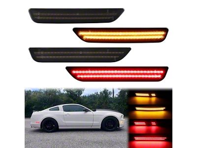 Dynamic LED Side Markers; Red/Amber; Smoked (10-14 Mustang)