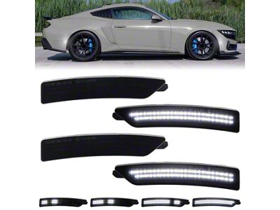 Dynamic LED Side Markers; White; Smoked (24-26 Mustang)