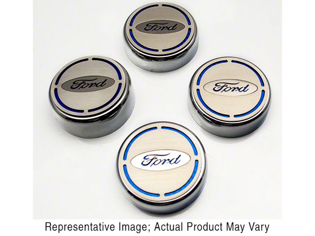 Engine Cap Covers with Ford Oval Logo; Ford Blue (15-17 Mustang GT, EcoBoost, V6)