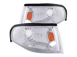 Euro Style Corner Lights; Chrome Housing; Clear Lens (94-98 Mustang)