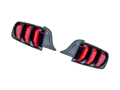 Euro Style LED Tail Lights; Black Housing; Red Lens (15-23 Mustang)
