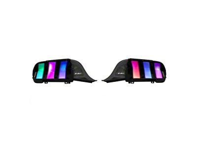 Euro Style RGB Sequential LED Tail Lights; Gloss Black Housing; Clear Lens (24-25 Mustang)
