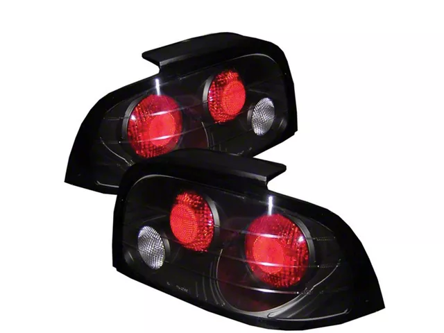 Euro Style Tail Lights; Black Housing; Clear Lens (96-98 Mustang)