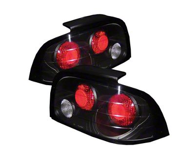 Euro Style Tail Lights; Black Housing; Clear Lens (96-98 Mustang)