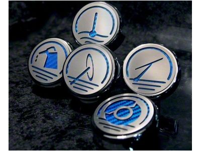 Executive Series Fluid Cap Covers; Ford Blue (05-09 Mustang w/ Automatic Transmission)