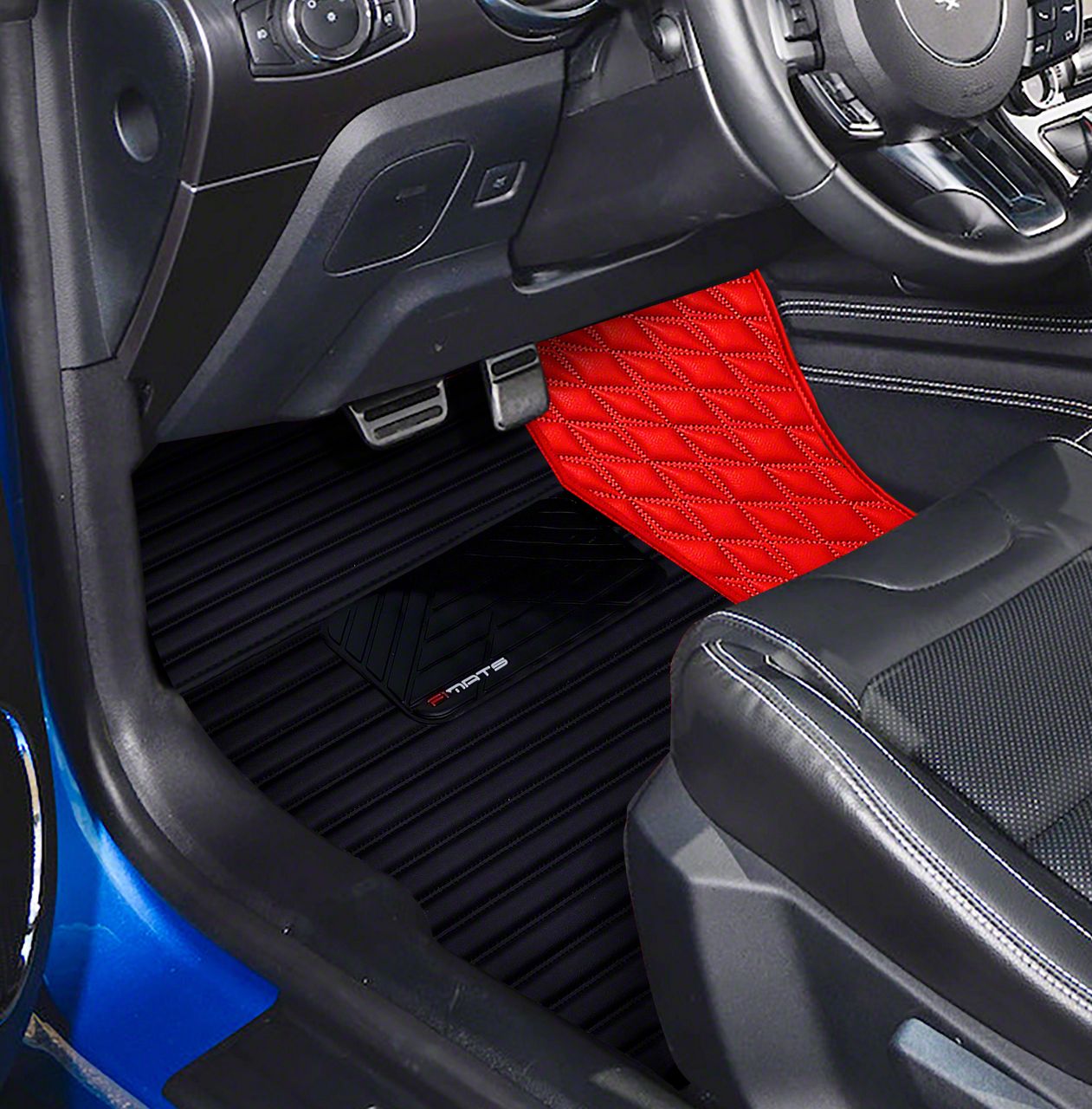 Mustang F1 Hybrid Front and Rear Floor Mats; Full Red (05-14 Mustang ...
