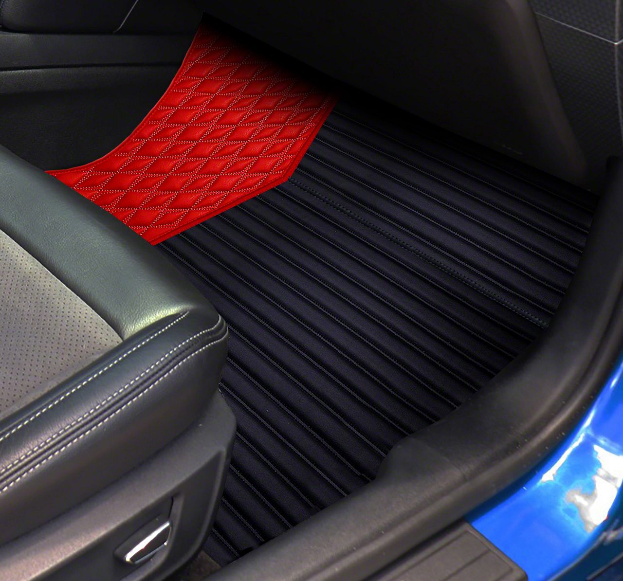 Mustang F1 Hybrid Front and Rear Floor Mats; Full Red (15-23 Mustang ...