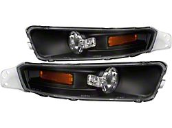 Factory Style Bumper Lights; Matte Black (05-09 Mustang)