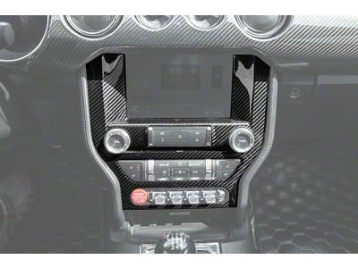 Factory Style Center Console Trim Cover; Carbon Fiber (15-23 Mustang)