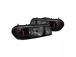Factory Style Crystal Headlights; Matte Black Housing; Clear Lens (87-93 Mustang)