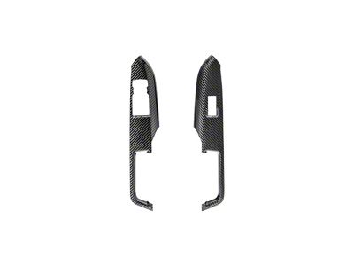 Factory Style Door Switch Panel Trim Covers; Carbon Fiber (15-23 Mustang)