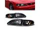 Factory Style Headlights; Black Housing; Clear Lens (94-98 Mustang)