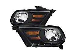 Factory Style Headlights; Matte Black Housing; Clear Lens (10-12 Mustang w/ Factory Halogen Headlights)
