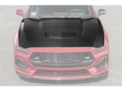 Factory Style Hood with Vent Insert V2; Carbon Fiber (24-26 Mustang GT, Dark Horse)