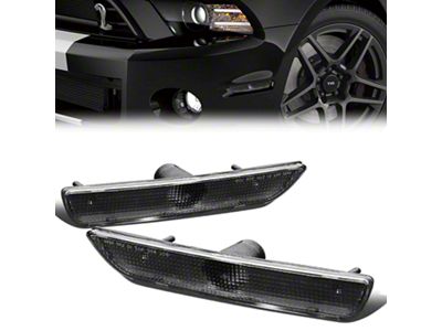 Factory Style Side Marker Lights; Black (10-14 Mustang)