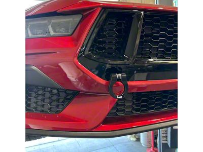 Feather Lite Stealth Tow Hook with Black D-Ring; Front (24-25 Mustang GT w/o Performance Pack, EcoBoost)