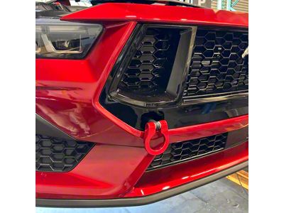 Feather Lite Stealth Tow Hook with Red D-Ring; Front (24-25 Mustang GT w/o Performance Pack, EcoBoost)