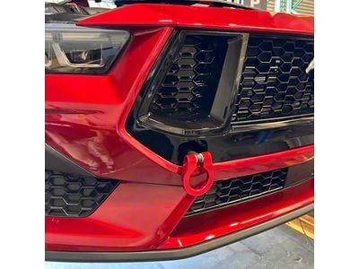 Feather Lite Stealth Tow Hook with Red D-Ring; Front (2024 Mustang GT w/o Performance Pack, EcoBoost)