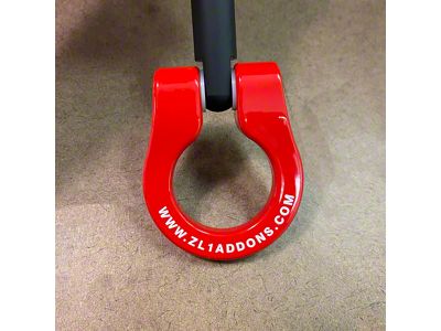 Feather Lite Stealth Tow Hook with Red D-Ring; Rear (20-22 Mustang GT500)