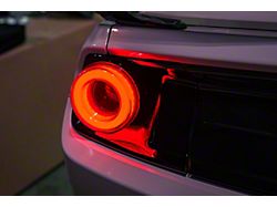Ferrari Style Sequential LED Tail Lights; Black Housing; Red Lens (15-23 Mustang)