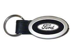 Ford Leather Key Fob; Black Oval