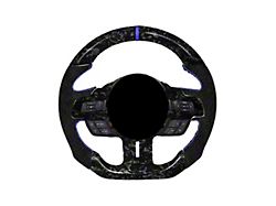 Mintz Garage Forged Carbon Fiber and Alcantara Custom Steering Wheel with Blue Stitching and Blue Stripe (15-23 Mustang w/o Heated Steering Wheel, Excluding GT500)