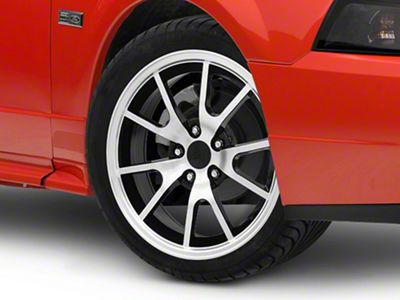 FR500 Style Gloss Black Machined Wheel; 17x9; 30mm Offset (99-04 Mustang)