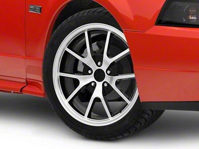 FR500 Style Gloss Black Machined Wheel; 18x9; 30mm Offset (99-04 Mustang)
