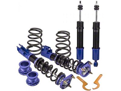 Front and Rear Coil-Over Kit; Blue (94-04 Mustang)