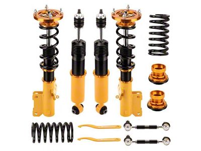 Front and Rear Coil-Over Kit; Gold (05-14 Mustang GT, V6)